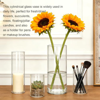 Glass Cylinder Vase,10 Pack Glass Vases,Hurricane Floating Candle - size: Smooth Set-10PCS