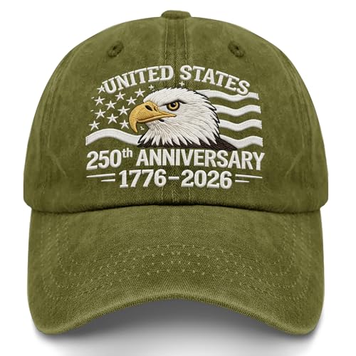 250th Anniversary 250 Years Freedoms Baseball Hat Running Embroidered Cap for - color: Army Green