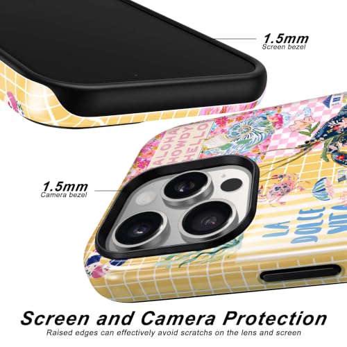 for iPhone 16 Pro Max Case, Cute Summer Magnetic Phone Case - color: Coastal Blue Yellow, size: iPhone 16 Pro Max