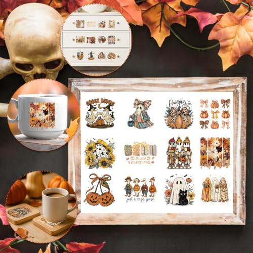 Rngmsi UV DTF Cup Wrap - 30 Sheets Fall Halloween UV DTF Stickers for Glass - style: Fall Halloween