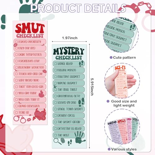 120 Pcs Bookmark Book Tracker, Romance Horror Fantasy Paper Bookmark for Women Man, Double-Sided Reading Page Markers for Reading Lovers Bookish Students School Supplies - color: Bookmark Book Tracker