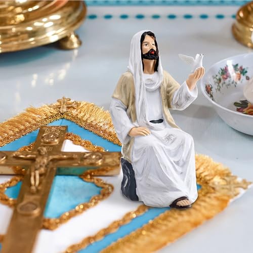 Sieral Jesus Christ Statue with Dove, 7 Inch Resin Jesus Figurine