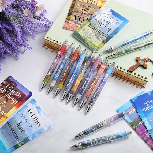 Colarr 24 Pcs Christian Women Gifts Bible Pens Notebooks, Scenery - style: Scenery