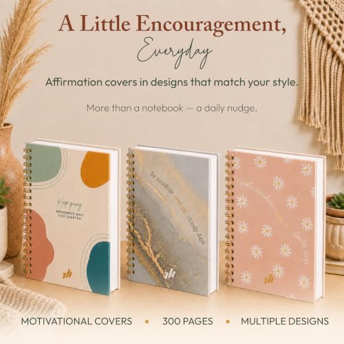 300-Page Hard Cover Notebook with Affirmations - B5 Spiral Bound - color: Keep Going