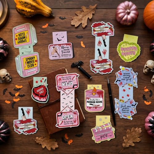 Horror Movie Magnetic Bookmarks 20Pcs Spooky Die-Cut Markers, Party Favors - style: Halloween Horror Movie