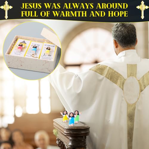 CroBlissful 100 Sets Mini Jesus Figurines Glow in Dark, Raise Both Hands - style: Raise Both Hands