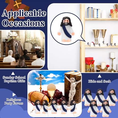Bememo 25Pcs Mini Jesus Figure for Religious Favor,Dark Blue - color: Dark Blue