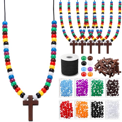 Tondiamo 24 Sets Lord's Prayer Necklace Kit Christian Beaded Craft Cross