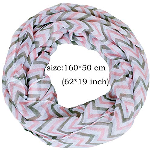Lightweight Scarfs for Women Infinity Plaid and Striped Many Style - color: Pink