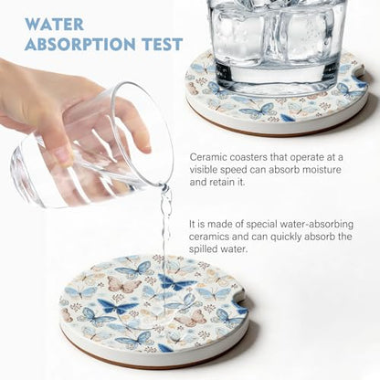 2 Pack Car Coasters for Cup Holders, Cute Car Accessories Interior - color: Butterfly