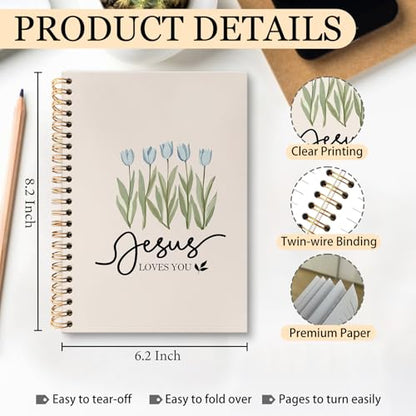 huester Christian Tulip Floral Notebook Journal, Jesus Loves You Bible Verse Journal for Women, Religious Scripture Notebooks for Note Taking, Bible Hardcover Spiral Notebook, 5.5x8.3 Inch - color: Christian02