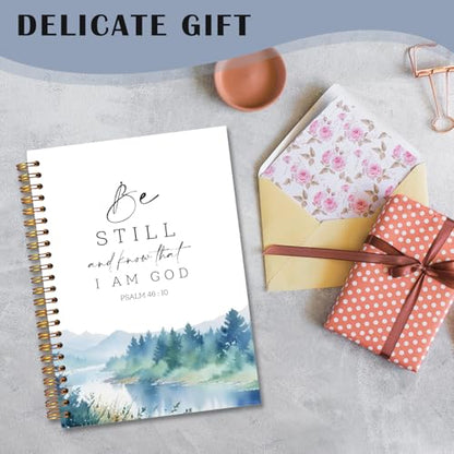 Be Still and Know That I Am God Christian Spiral Notebooks, Psalm 46:10 Bible Verse Journal, Scripture Journals for Writing, Religious Notebook for Note Taking, 5.5x8.3 Inch - color: white Bible Notebook-3