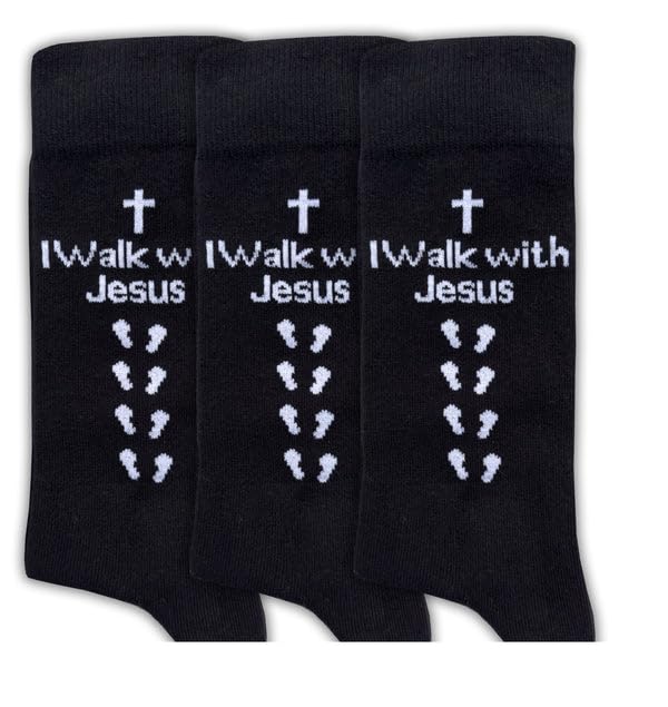 Sierra Socks Men's Combed Cotton Christian Cross Crew Socks - color: 3pr Blk, size: 9-11