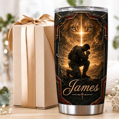 Personalized Christian Gifts For Men - Man Of Faith Religious Warrior Christ Tumbler V9 - A Child Of God Bible For Dad, Husband, Grandpa on Fathers Day, Christmas, Birthday - color: CH-VAR-09