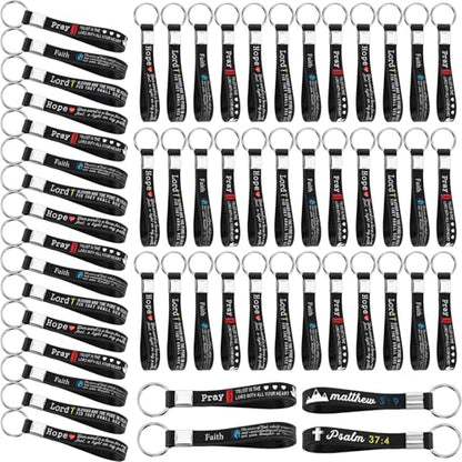 Sureio 60 Pcs Christian Bible Keychains