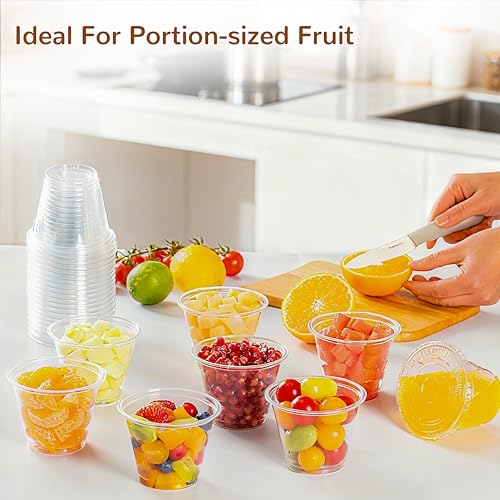 9oz Clear Plastic Cups with Flat Lids No Hole (300 Sets) - size: 9 oz-300Sets