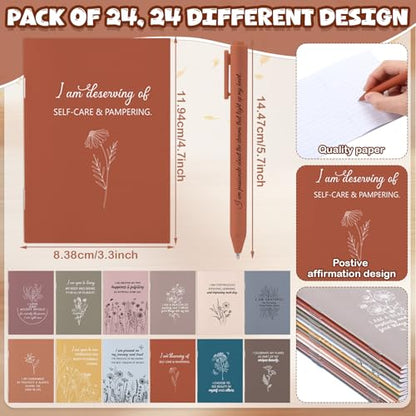 Mooliwe 24 Pcs Affirmation Notebooks Pens Bulk Gifts, Gratitude,Soft - style: Soft