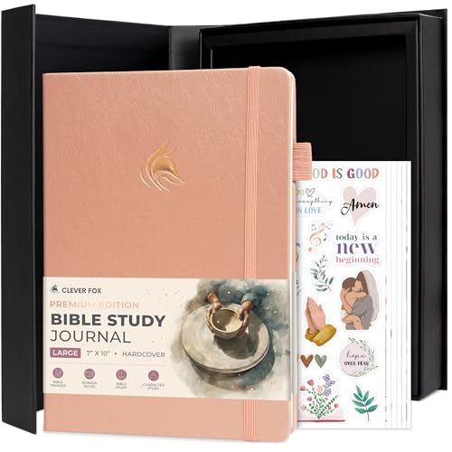 Clever Fox Bible Study Journal Premium Guided Notebook 7x10 Rose Gold - color: Rose Gold, size: Smaller than A4 (7" x 10")