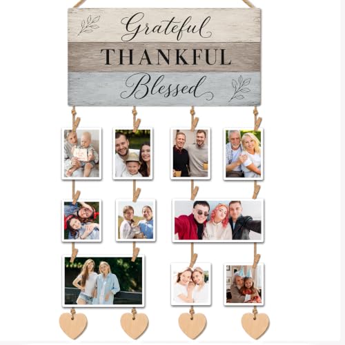 Thankful Sign Family Collage Picture Frames for Wall Decor Hanging - color: Tricolor Coastal