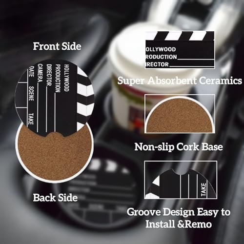Ceramic Car Cup Coasters 2PCS - Camera Board - color: Camera Board