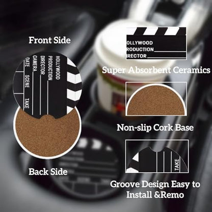 Ceramic Car Cup Coasters 2PCS - Camera Board - color: Camera Board