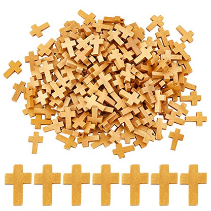 SUNNYCLUE 200Pcs Wood Cross Charm Pendants Natural Wooden Small Cross Charms Pendants with Hole for Party Favors Easter Holiday Necklace Jewelry Making DIY Craft Handmade Accessories 0.87 Inch, Camel - color: 200Pcs Camel 22x15mm