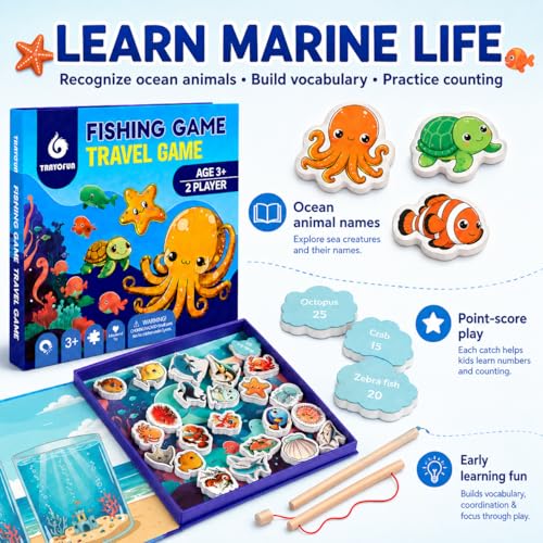 TRAVOFUN Magnetic Fishing Game | Travel Toys for Toddlers 3-5 - style: Fishing Game