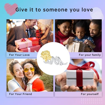 LUXILLA 925 Sterling Silver Charm Golden Family Tree Sparkling Cross Cute Dragon Charms Fits Bracelets Necklace Pendant Bead Jewelry Gift for Women Family Friends - color: Flower Dangle Charm