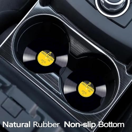 2 Pack Retro Vinyl Record Car Cup Holder Coasters Universal Neoprene Mat - color: CD