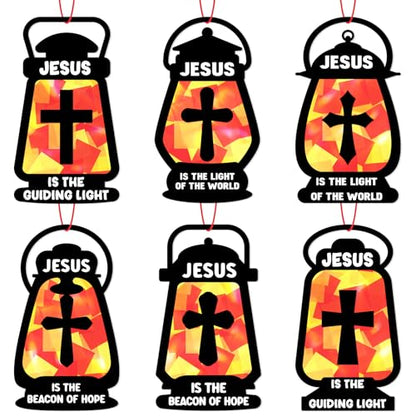 42PCS Sunday School VBS Crafts Bulk: Black Paper Oil-Lamp Nativity Suncatchers,Jesus Religious Christian Classroom Camping Activity DIY Kits Gifts Church Decorations,Window Stained Glass Effect - style: black oil lamp