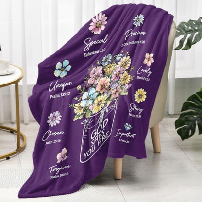 Christian Birthday Gifts for Women, Christian Religious Blanket 80''x 60'' - color: Deep Purple, size: 80"x60"