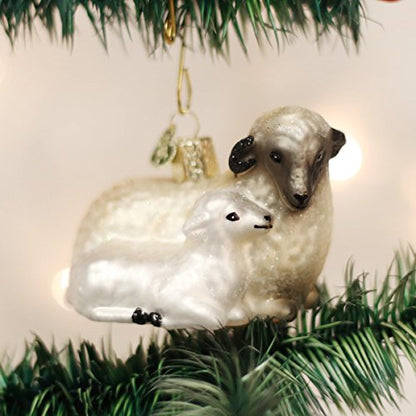 Old World Christmas Sheep with Lamb Glass Blown Ornament for Christmas Tree, Handcrafted Holiday Decoration, Farm Animal Collection - style: Sheep with Lamb
