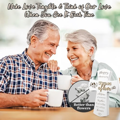 50th Anniversary Wedding Gifts for Wife Husband, Religious Cross Gifts for Women Men,50 Year Romantic Anniversary Marriage Gift for Her,Him,Couple,Parents,Friends,Wedding Anniversary Decorations - style: 50 years of marriage
