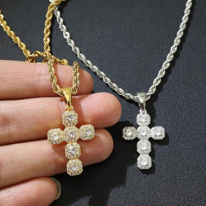 Cross Necklace for Women,14K Gold Silver Plated Box Chain Pendant，Dainty Personalized Charm Jewelry Gift for Her - color: Silver Cross B