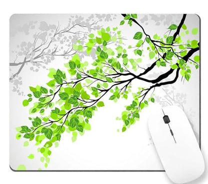 TSSOHU Gaming Mouse Pad, Green and White Leaf on Tree Branch Art Printing Rectangular Mouse Pad, Non-Slip Rubber MousePads for Office Home Laptop, 9.5""x7.9""x0.12"" Inch, WMJMP2425 - color: WMJ125