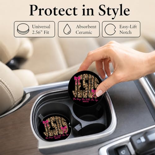 Car Coasters for Cup Holders, Jesus Car Coasters Set of 2, B18 - color: Jesus