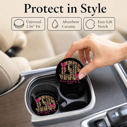 Car Coasters for Cup Holders, Jesus Car Coasters Set of 2, B18 - color: Jesus