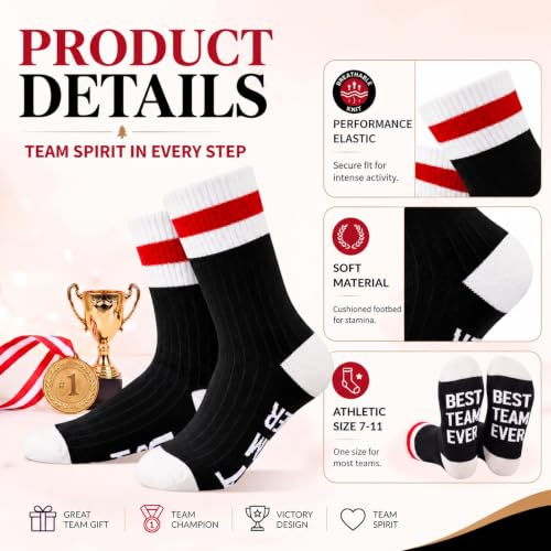 Glitopper 12 Pairs Best Team Ever Gift Socks Bulk - color: Black, style: Team