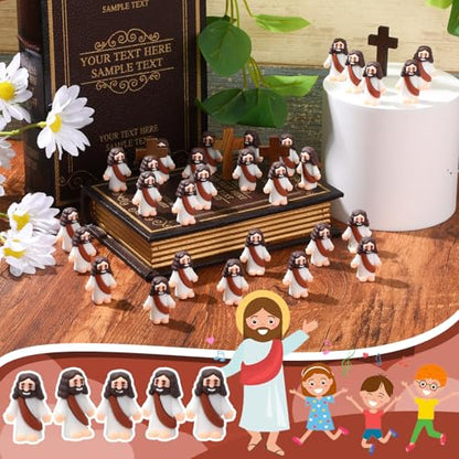 Bememo 25Pcs Mini Jesus Figure for Religious Favor,Brown - color: Brown