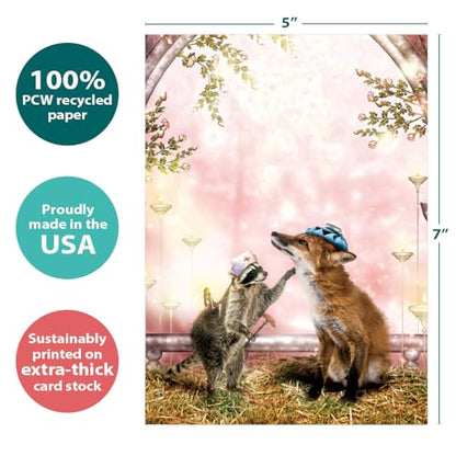 Tree-Free Greetings Woodland Healing Get Well Card - 1 Recycled 5x7 Card & Matching Envelope, Thick Cardstock, Sustainably Made in USA - Supportive and Adorable Animals - color: Healing Touch