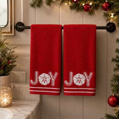Christmas Red Guest Hand Bathroom Towels, Coastal Ocean Shell Joy, 16x26" - color: Shell Joy
