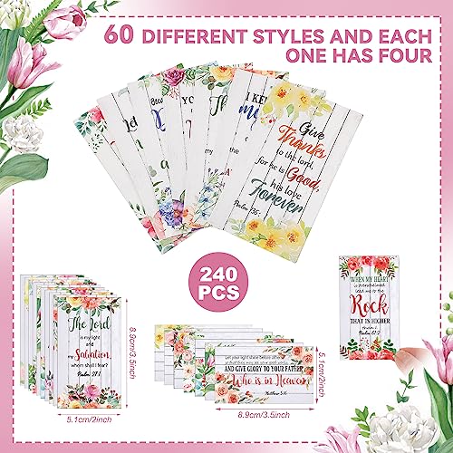 Estune 240 Pcs Bible Verse Cards bulk with Full Scripture, Flower Style - style: Flower Style