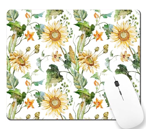 TSSOHU Mouse Pad, Yellow Sunflower Mouse Pad, Mousepad Rectangle Customized Mouse Pads with Designs Non-Slip Rubber Smooth MousePads for Computer Laptop, WMJMP2431, 9.5*7.9 Inch - color: WMJ131
