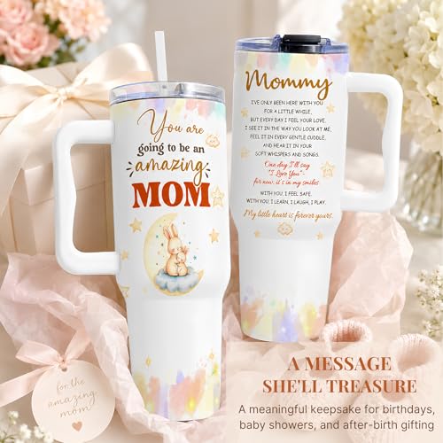 Gifts for New Mom, Push Presents for New Mom Tumbler 40oz with Handle and Straw, Birthday Gifts for Expecting Moms, Mommy To Be, Pregnancy Moms, 1st Time Mommy - color: New Mom