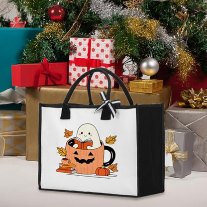 Book Tote Bag Christmas Librarian Bookish Gifts for Women Readers Book Lover - color: Halloween