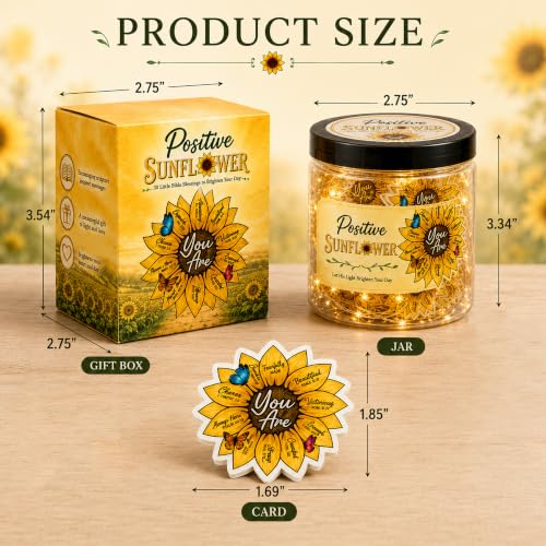 Positive Sunflower Jar with 30 Bible Verse Cards, Christian Gifts for Women - color: Sunflower