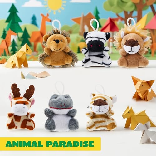 JOYIN 24 Pcs Mini Safari Animal Plush Toys (24 Units 2"-3"), Animals Keychain Decoration for Kids, Small Stuffed Animal Bulk for Kids, Carnival Prizes, School Gifts, Party Favor Goodie Bags - style: Safari Animals