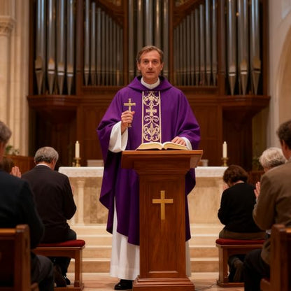 Clergy Vestments Chasuble Cross Robe Priest Cloak Church Mass - color: Purple