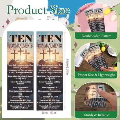 Ten Commandments Bookmarks Gifts - 100 Pcs Bible Verse Religious Bookmark Paper Christian Inspirational Book Marks Page Marker for Women Men Office Church Book Lovers Reading Party Rewards - color: Ten Commandments