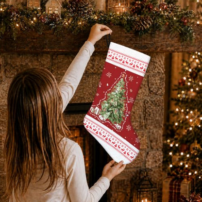 Red and Green Christian Christmas Tree Stockings 16 Inch - color: Christmas33